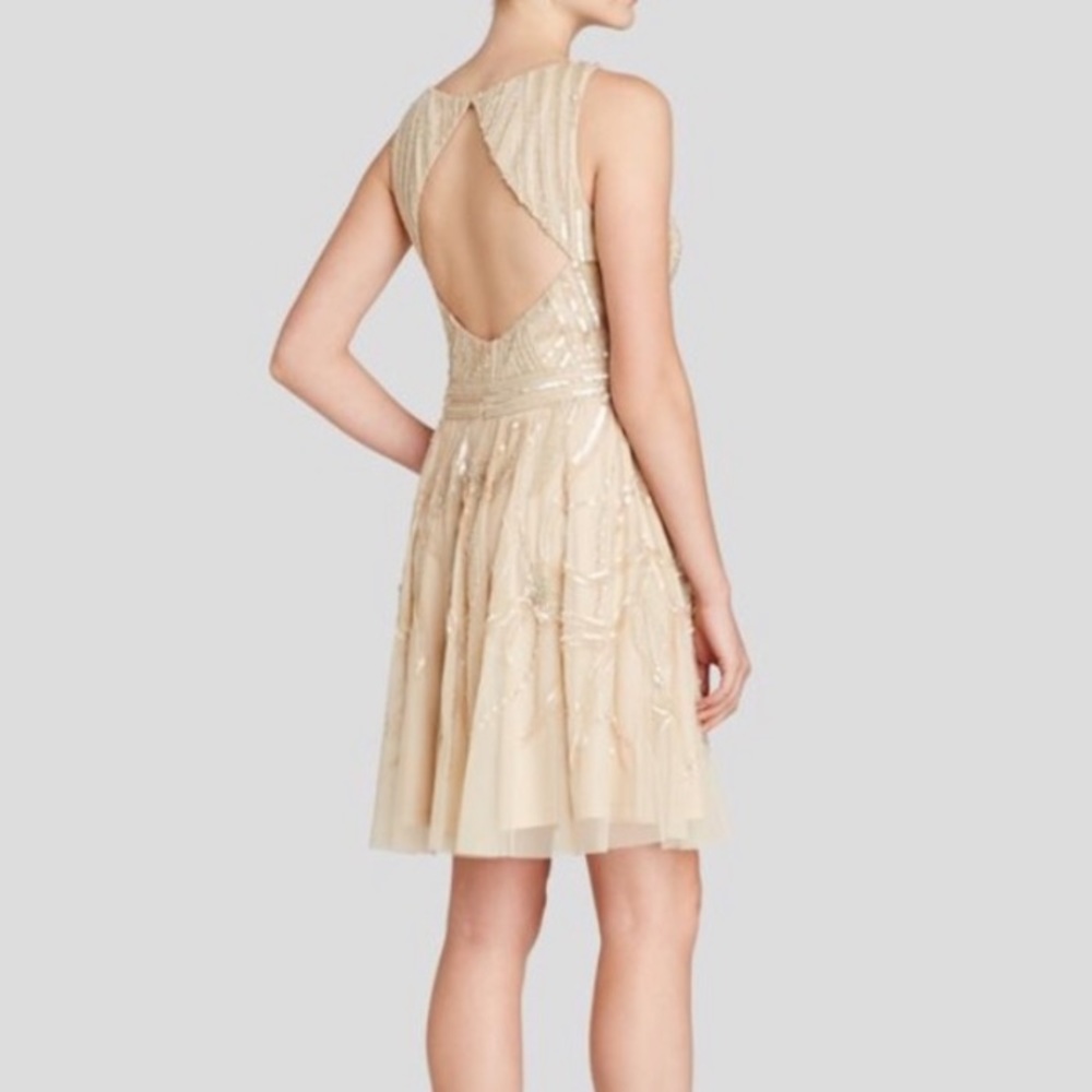 Aidan Mattox Cream Backless Dress